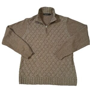 Daniele Blasi Made in Italy 70% Wool Men's XL 1/4 Zip Sweater No Flaws Brown